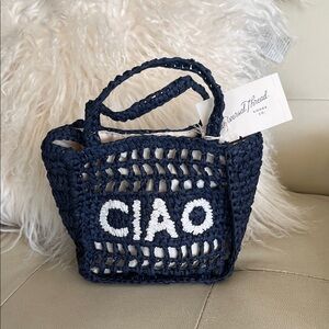 NEW Navy Blue Crochet basket purse